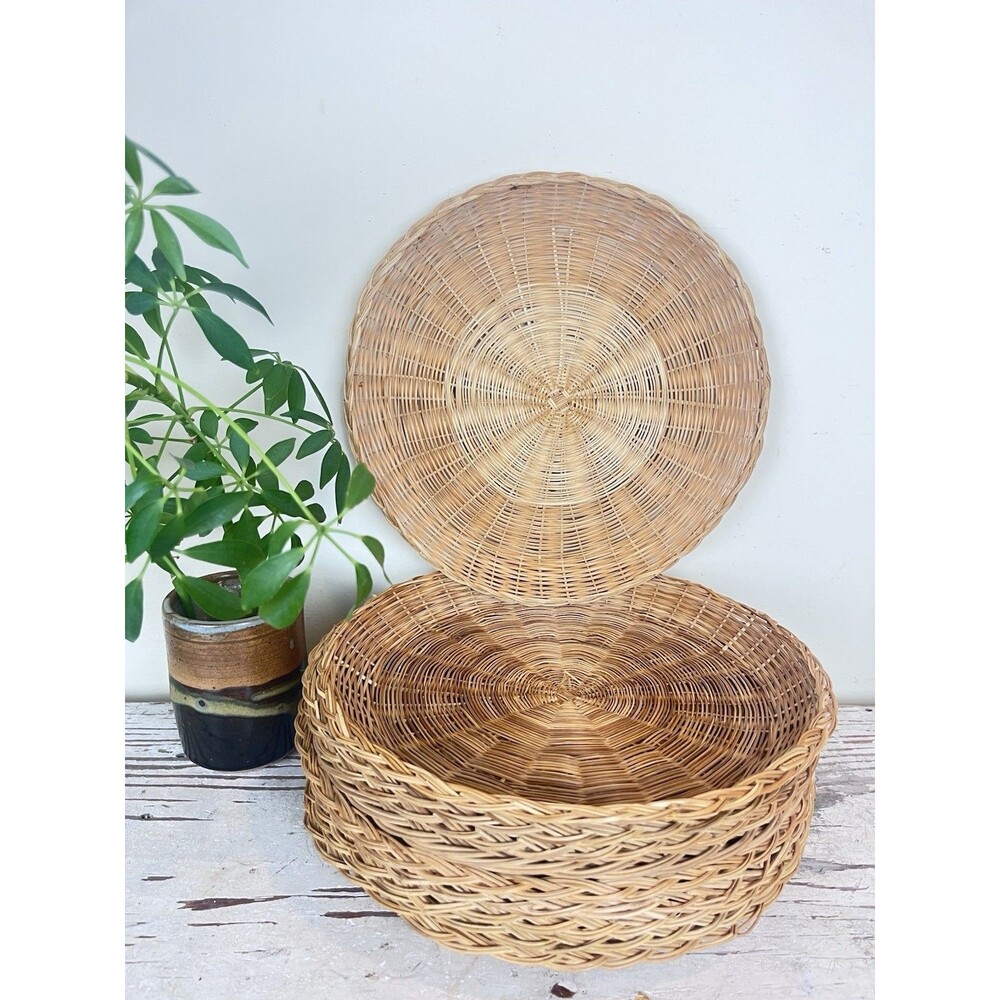 Wicker Rattan Paper Plate Holders 10" Picnic Camping (Lot Of 10) Retro Outdoors